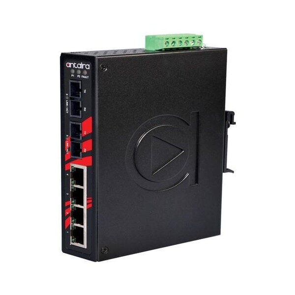 6-Port Industrial Unmanaged Ethernet Switch, w/2-100Fx Single-mode 30Km, EOT
